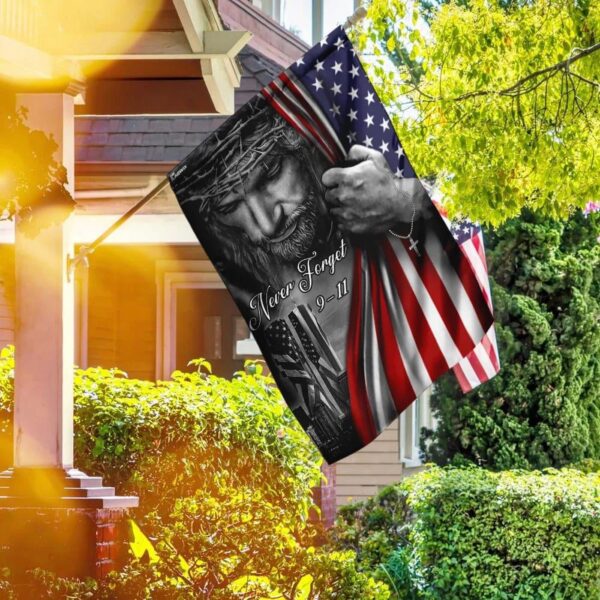 God Bless America 911 Jesus Never Forget House Flags – Christian & Scripture Garden Banners