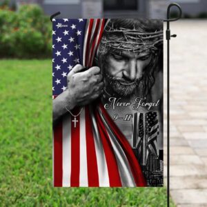 God Bless America 911 Jesus Never Forget House Flags - Christian & Scripture Garden Banners 3