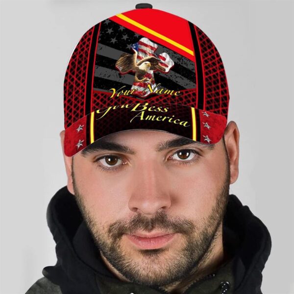 God Bless America Bald Eagle America Flag Custom Name Baseball Cap, Christian, Jesus Hat Trucker Classic Hats Gift