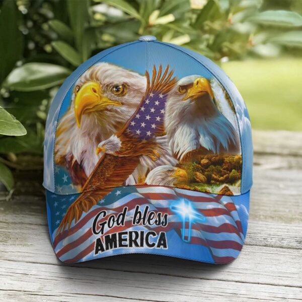 God Bless America Bald Eagle Baseball Cap, Christian, Jesus Hat Trucker Classic Hats Gift