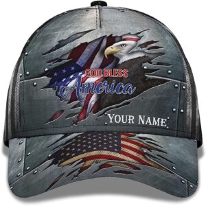 God Bless America Bald Eagle Patriotic Baseball Cap, Christian, Jesus Hat Trucker Classic Hats Gift 1