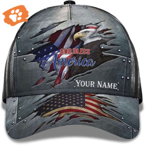 God Bless America Bald Eagle Patriotic Baseball Cap, Christian, Jesus Hat Trucker Classic Hats Gift
