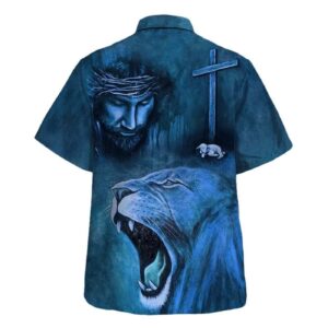 Christian Jesus Lion Lamb Hawaiian Shirt for Men - Perfect Gift for Believers 1