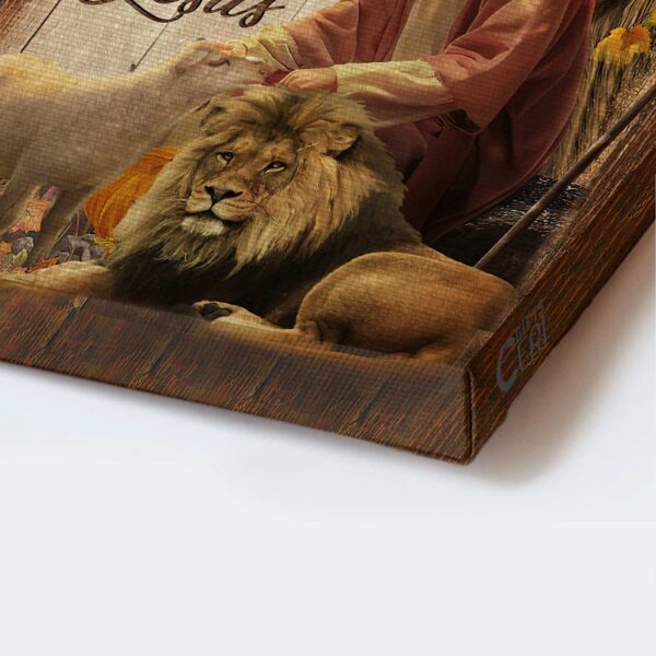 God Jesus Landscape Poster Home Decor: Autumn Forest Drawing Lion of Judah White Lamb Fall in Love with Jesus Wall Art