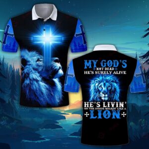 Roaring Blue Lion Hoodie & Hawaiian Polo Shirt with God Jesus Design