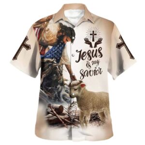 God Lamb Crown Of Thorn Jesus Savior Men s Christian Hawaiian Shirt - Perfect Gift!