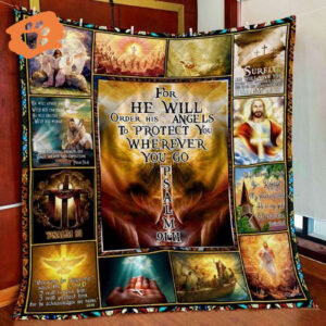 God Lord Jesus Christian Psalm 91 Quilt Blanket