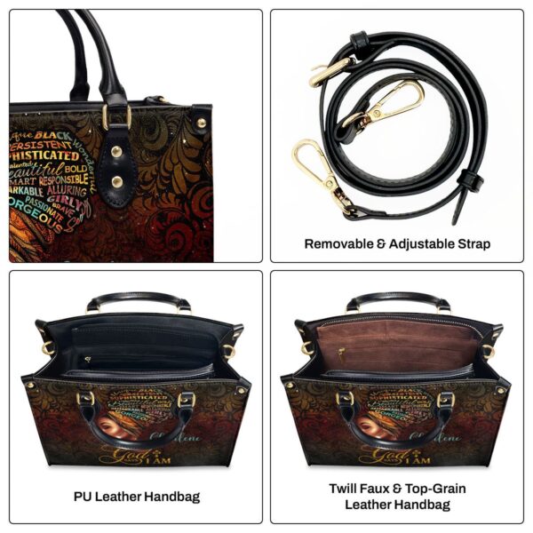 Personalized Leather Handbag with Handle God Says I Am Gift