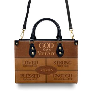 God Says I Am Personalized Leather Handbag Gift for Worship Friends 1