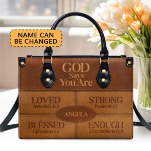 Personalized Religious Leather Handbag God Says I Am Worship Gift for Friends