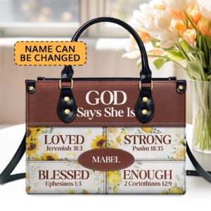 Personalized Leather Handbag with Zipper Gift God Says She Is Religious Gift for Worship Friends
