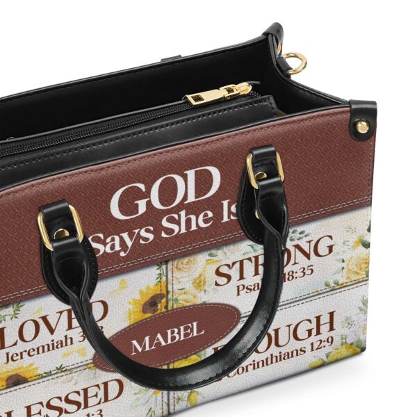 Personalized Leather Handbag with Zipper Gift – God Says She Is Ideal Religious Gift for Worship Friends