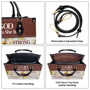 Personalized Leather Handbag with Zipper Gift God Says She Is Religious Gift for Worship Friends 1