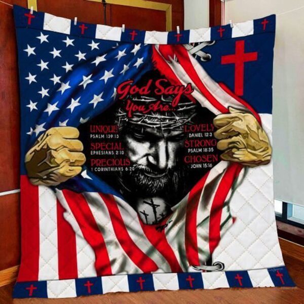 God Says You Are Jesus Christ Quilt Blanket