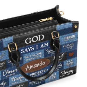 God Says You Are Personalized Leather Handbag with Zipper - Perfect Gift for Her 1