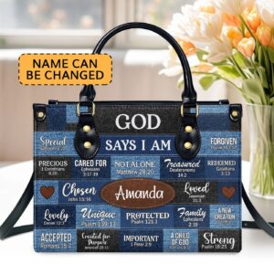 God Says You Are Personalized Leather Handbag with Zipper - Perfect Gift for Her