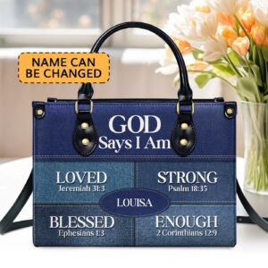 Personalized Leather Handbag with Zipper God Says You Are Religious Gift for Worship Friends
