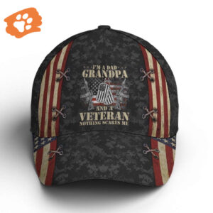 Grandpa Dad Veteran Nothing Scares Me Baseball Cap, Christian, Jesus Hat Trucker Classic Hats Gift
