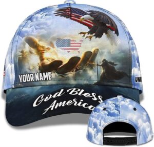 Hand Of Jesus God Bless America Eagle Baseball Cap Hat Trucker Classic Hats Gift 3