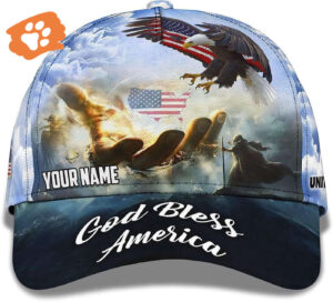 Hand Of Jesus God Bless America Eagle Baseball Cap Hat  Trucker Classic Hats Gift