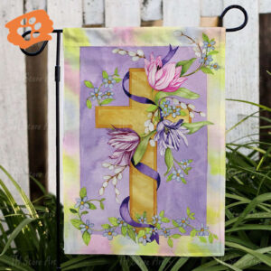 Happy Easter Day Blessings Flag - Catholic Lent & Resurrection Decor