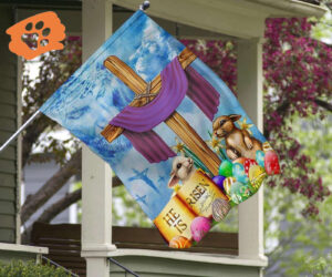 He Is Risen Cross Flag Jesus Christ Bunny Egg Easter Flag Easter Decoration 2025 Idea