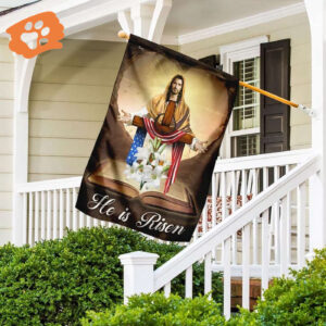 He Is Risen Jesus Christ House Flags - Christian Scripture Garden Banner
