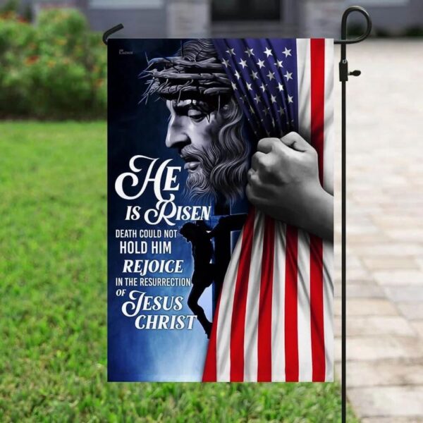 He Is Risen Garden Flag – Christian Scripture Banner for Your Garden