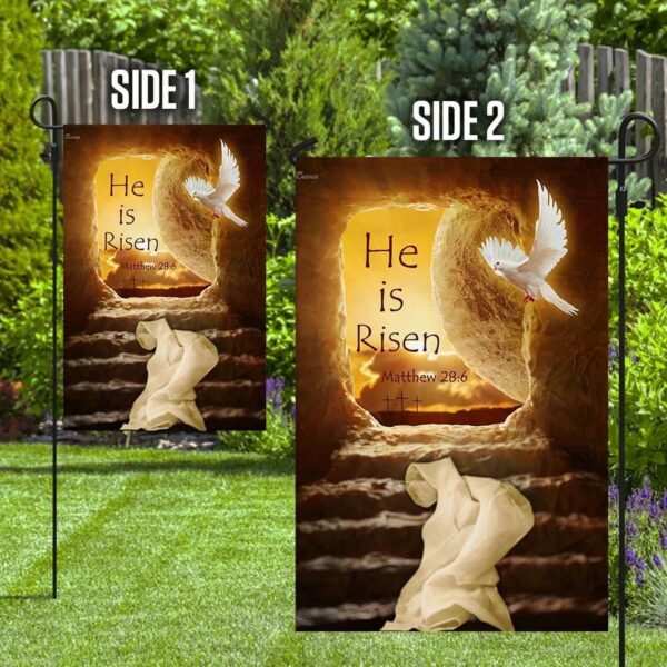He Is Risen Jesus Outdoor Christian House Flag – Scripture Garden Banner