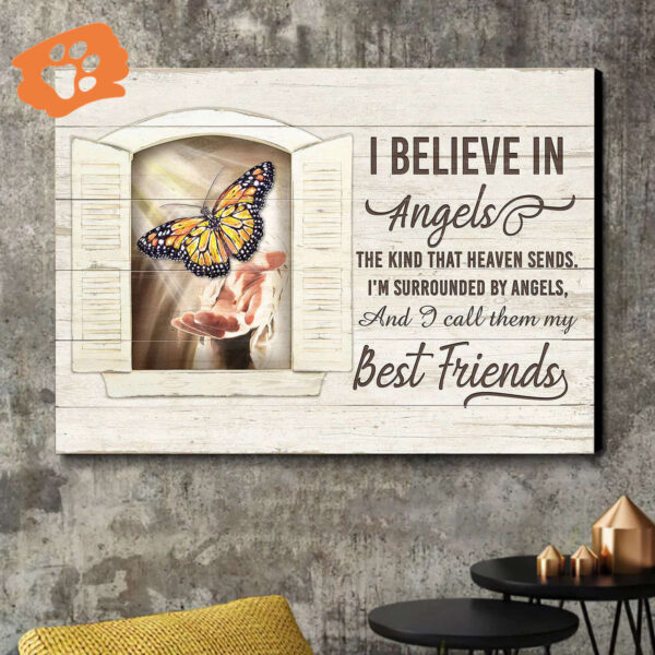 Heaven Landscape Poster Home Decor Gift – Jesus hand Butterfly Mystic Light Memorial Gift For Family Angel Friendship Theme