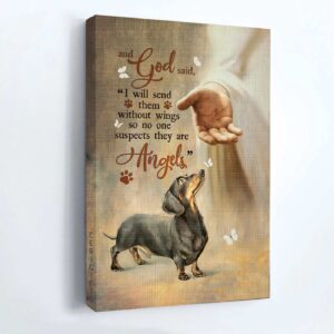 Heavenly Jesus and Dachshund Dog Portrait Poster Home Decor Gift - Angelic Memorial Gift for Family Members 1
