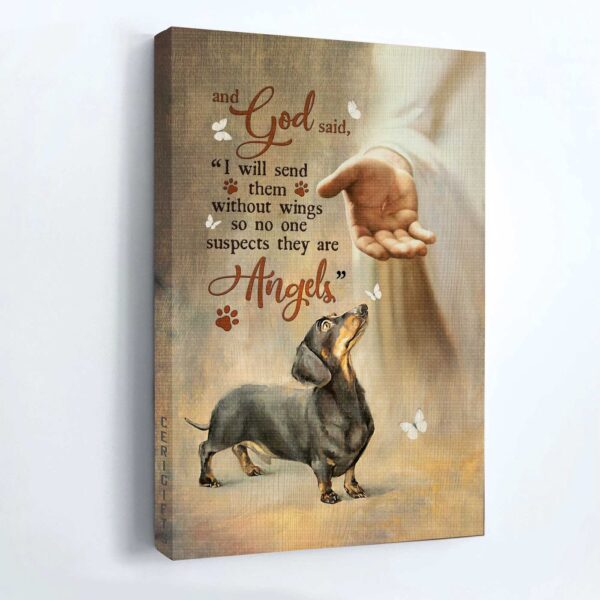 Heavenly Jesus and Dachshund Dog Portrait Poster Home Decor Gift – Angelic Memorial Gift for Family Members
