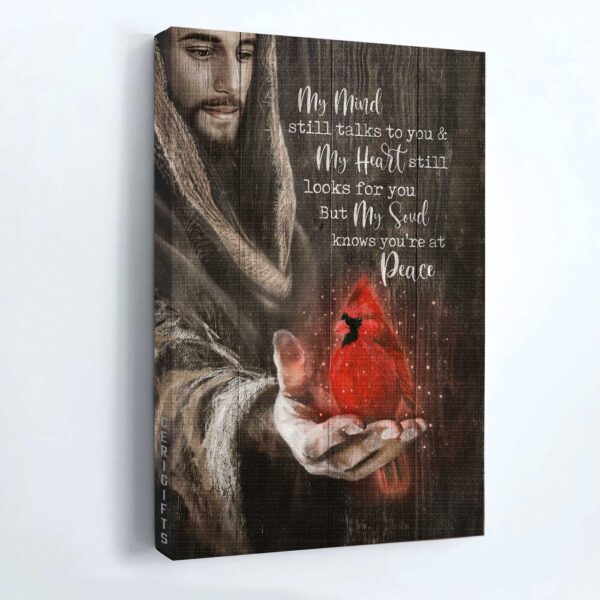 Heaven Portrait Poster Home Decor – Red Cardinal & Jesus Hand Memorial Gift for Family Members – Wall Art Prints