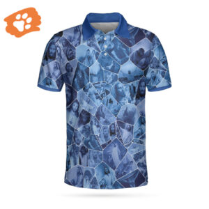 Blue Jesus Gallery Polo Shirt - Holy Blue Stained Glass Men s Christian Shirt