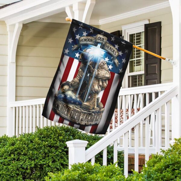 Honoring Our Heroes Jesus Cross Flag – Outdoor Christian House Flag & Garden Banner
