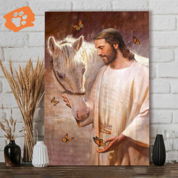 Horse and Jesus Poster for Home Decor Gift