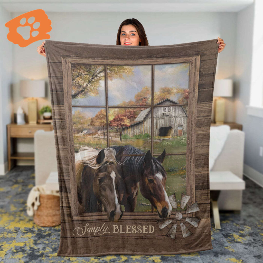 Vintage Jesus Horses Throw Blanket – Meadow Land Inspirational Gift