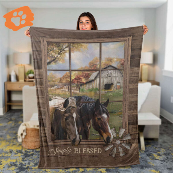 Vintage Jesus Horses Throw Blanket – Meadow Land Inspirational Gift