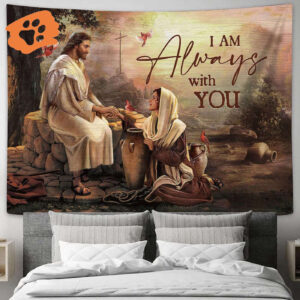 Jesus & Maria Red Cardinal Tapestry: Religious Christian Home Decor