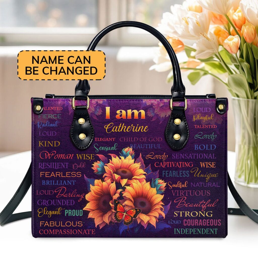 Fearless Personalized Leather Handbag Gift For Her Zippered Handbag With Handle Fearless Personalized Leather Handbag Gift For Her Zippered Handbag With Handle