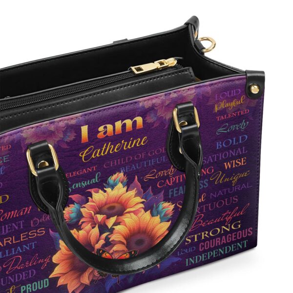 Fearless Personalized Leather Handbag Gift For Her Zippered Handbag With Handle