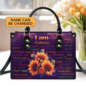 Fearless Personalized Leather Handbag Gift For Her Zippered Handbag With Handle