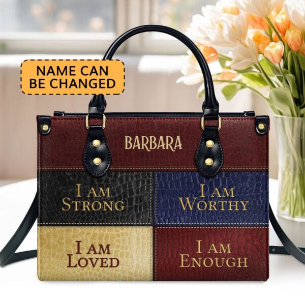 Customized Leather Handbag: I Am Loved Religious Gift For Worship Friends