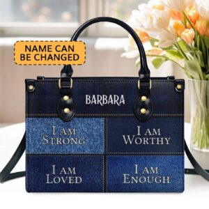 I Am Worthy Personalized Leather Handbag Religious Worship Gift