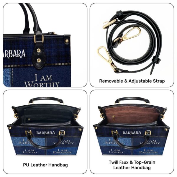 I Am Worthy Personalized Leather Handbag Religious Worship Gift