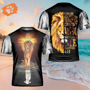 I Can Do All Things Lion Jesus 3D T-Shirt - Perfect Christian Gift!