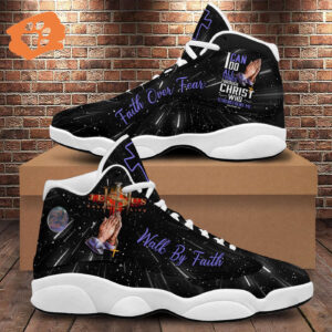 I Can Do All Things Through Christ Basketball Shoes, Walk By Faith Jesus Running Shoes Unisex, God Religious Gift