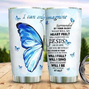 I Can Only Imagine Butterfly Jesus Stainless Steel Tumbler - Jesus Lover Men Women