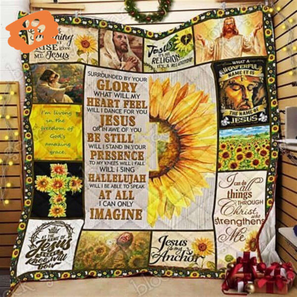 I Can Only Imagine Jesus Sunflower Christian Quilt Blanket – Perfect Christian Gift for Believers