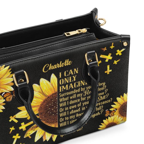 I Can Only Imagine Sunflower Cross Personalized Leather Handbag HN153